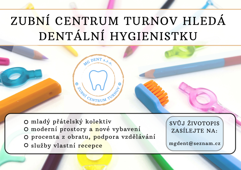 Zubní centrum Turnov hledá dentální hygienistku/hygienistu