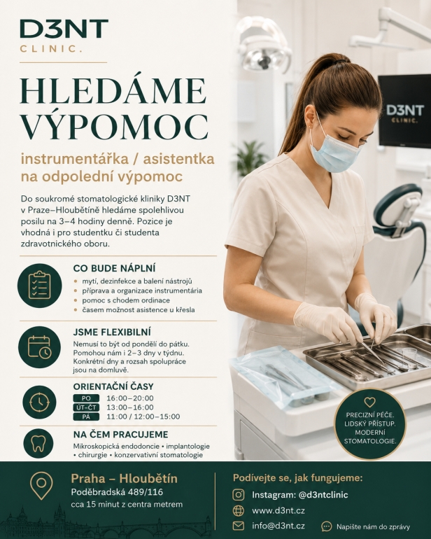 HLEDÁME VÝPOMOC DO STOMATOLOGICKÉ ORDINACE