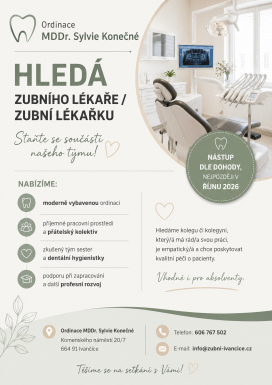 Hledáme zubního lékaře (lékařku)