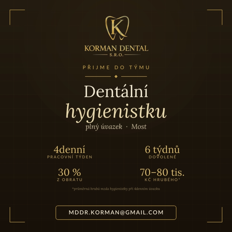Dentální hygienistka – Most (Korman Dental)