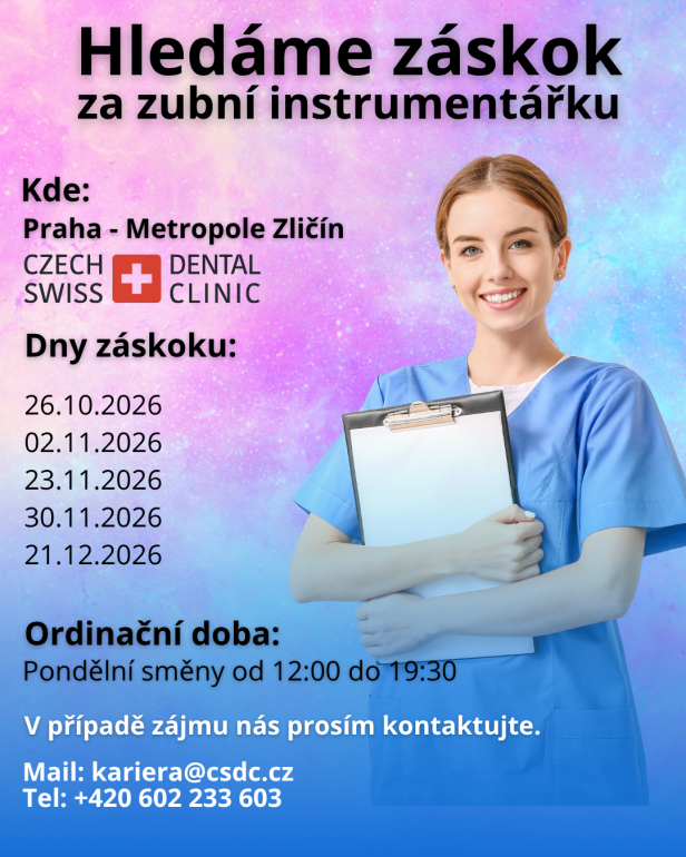 ZUBNÍ INSTRUMENTÁŘKA / SESTRA – STABILNÍ ZÁSKOK - PRAHA 5 ZUBNÍ INSTRUMENTÁŘKA / SESTRA – STABILNÍ ZÁSKOK - PRAHA 5