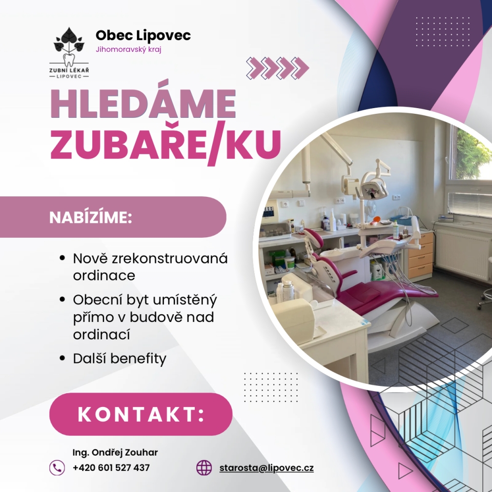Hledá se zubní lékař - Lipovec, okres Blansko Hledá se zubní lékař - Lipovec, okres Blansko