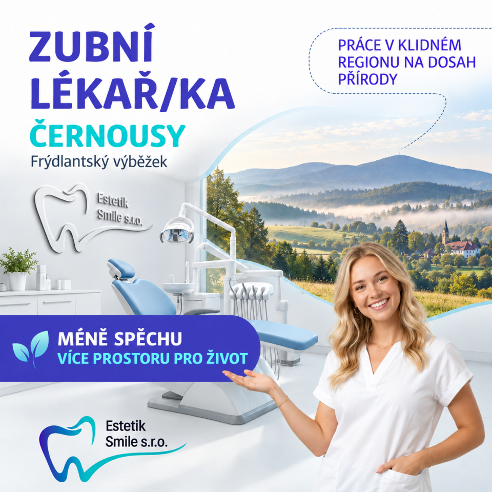 Zubní lékař/lékařka – Černousy (Frýdlantsko) – méně spěchu, více prostoru pro život Zubní lékař/lékařka – Černousy (Frýdlantsko) – méně spěchu, více prostoru pro život