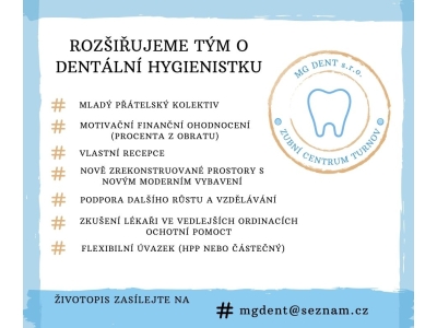 Zubní centrum Turnov hledá dentální hygienistku/ hygienistu