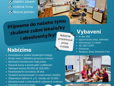 Přijmeme do rodinného týmu zubního lékaře/lékařku 