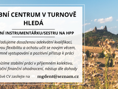 Zubní centrum v Turnově hledá zubní instrumentářku/sestru