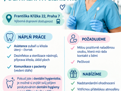 Hledá se sestřička do zubní ordinace v Praze 7