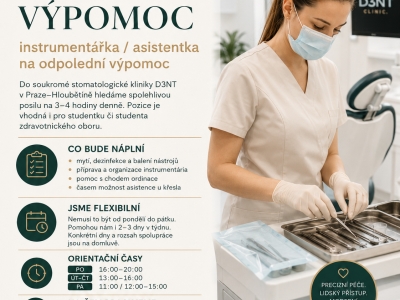 HLEDÁME VÝPOMOC DO STOMATOLOGICKÉ ORDINACE