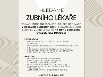 ZUBNÍ LÉKAŘ/KA - ČESKÉ BUDĚJOVICE