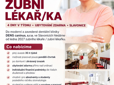 Přijmeme zubního lékaře či budoucího absolventa
